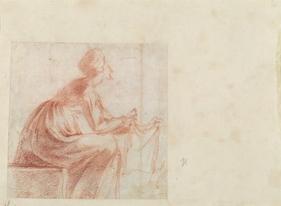 Woman Seated with a Piece of Cloth by Polidoro da Caravaggio