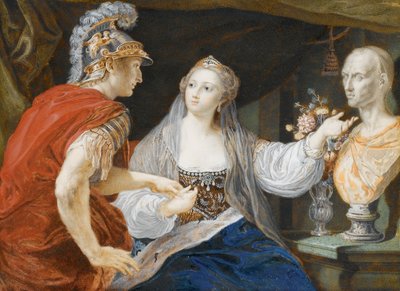 Cleopatra shows Octavius the bust of Caesar by Pompeo Girolamo Batoni
