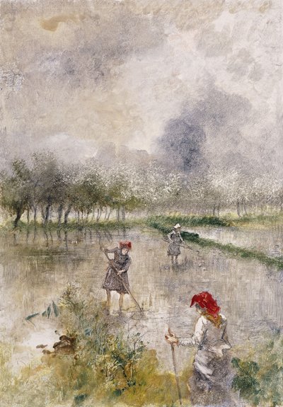 Woman in the Rice Fields by Pompeo Mariani