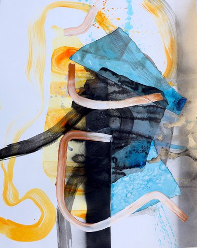 Dynamic Blue Orange Abstract by Poonam Choudhary
