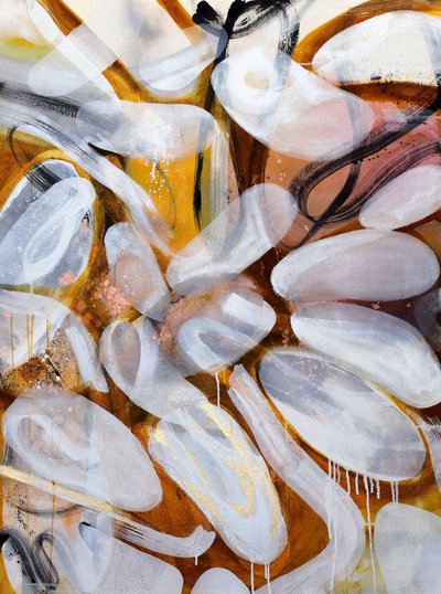 Fluid Golden Abstract Shapes by Poonam Choudhary