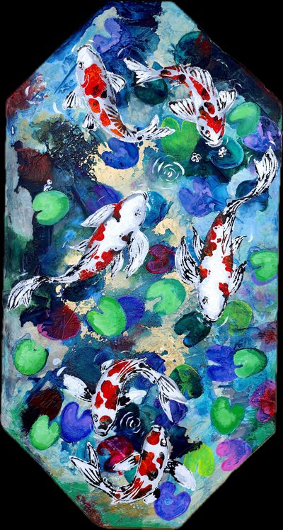 Vibrant Koi Pond by Poonam Choudhary