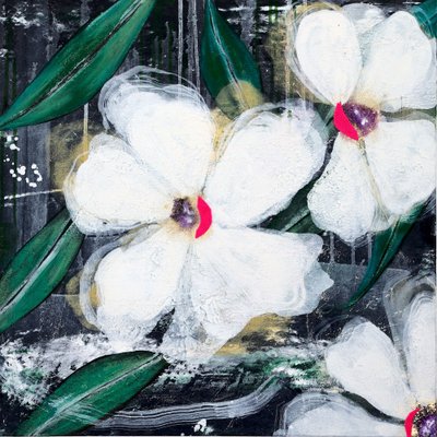 White Abstract Blooms by Poonam Choudhary
