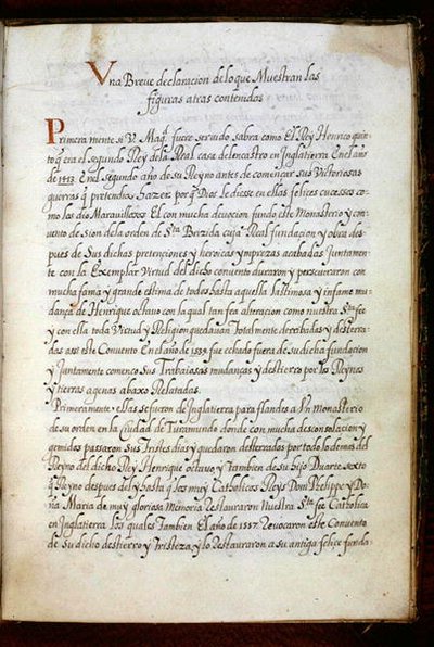 A Page from a History of the Peregrinations of the Syon Nuns, Compiled in Lisbon in the Early 17th Century by Portuguese School
