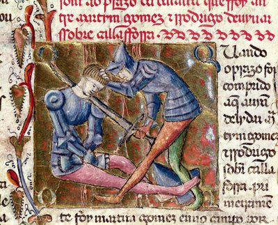 Battle between Martin Gomez and El Cid from Chronicles of Spain, 1344 by Portuguese School