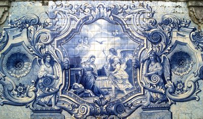 Decorative panel depicting the Annunciation, Lamego, Portugal. 1738 by Portuguese School
