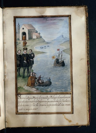 Departure from London, from a history of the peregrinations of the Syon Nuns, compiled in Lisbon in the early 17th century by Portuguese School