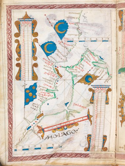 Ho Lago. 1 of 24 charts of the world including several calendars and tables. by Portuguese School