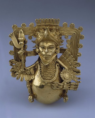 Bell Pendant in the Form of an Eagle Warrior by Pre Columbian