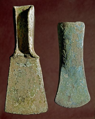 Prehistory: Axe and Spear Tip in Flint by Prehistoric Prehistoric