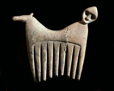 Bone Comb with a Head of Man and Horse from Gotland by Prehistoric Prehistoric
