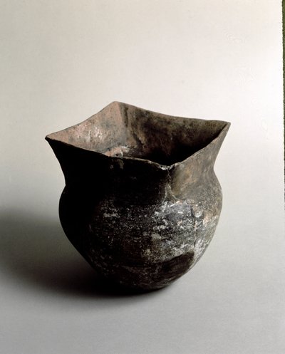 Prehistory: terracotta vase with square opening of the Neolithic age from the Caverna Delle Arene in Candide (Liguria) by Prehistoric Prehistoric