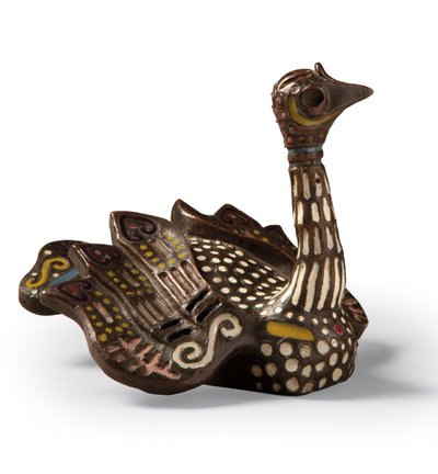 A bronze and enamel paperweight in the form of a swan by Princess Maria Tenisheva