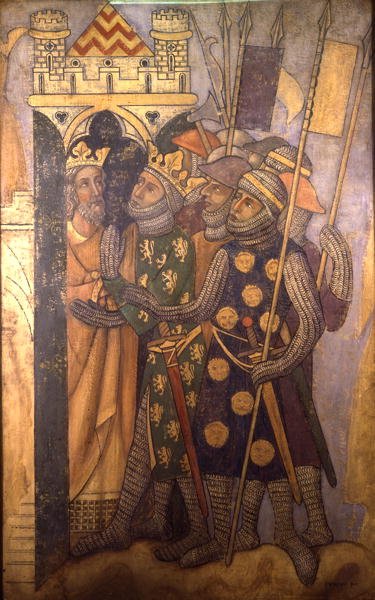 Joab and Abner, reconstruction of a wall painting originally in the Painted Chamber of the Palace of Westminster by Professor Ernest Tristram