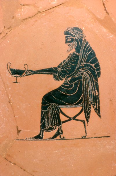 Detail of Dionysus Seated, Greek Plate (Painted by Psiax) by Psiax
