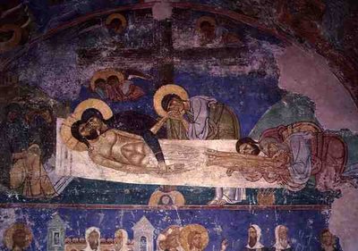 The Mourners at the Cross, from the Cathedral of the Transfiguration of the Saviour by Pskov School