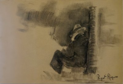 Sketch, Narcís Puget Riquer, charcoal drawing, Puget Museum, noble house of Can LLaudis, Dalt Vila, Ibiza, Balearic Islands, Spain by Puget Riquer