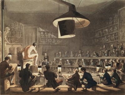 Drawing from Life at the Royal Academy, Engraved by Richard Banks Harraden by Pugin and Rowlandson