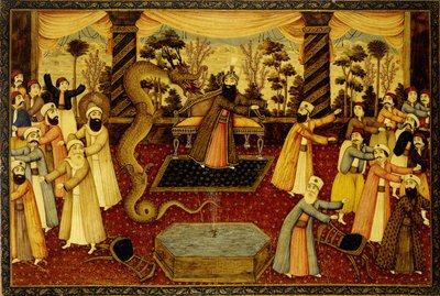 And He Threw Down his Rod, and it was Turned into a Serpent, and Moses Fled from it by Qajar School