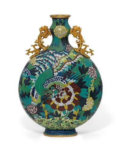 A Large Cloisonné enamel moonflask by Qing Dynasty Chinese School