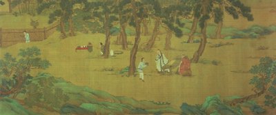 Zhao Mengfu Writing the Heart Sutra in Exchange for Tea by Qiu Ying
