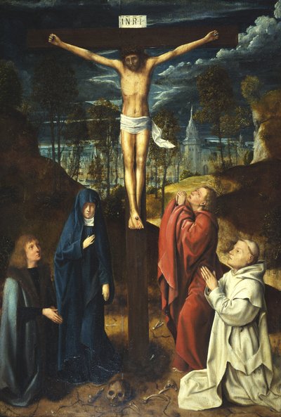 Christ on the Cross between the Virgin, Saint John and two Donors by Quentin (workshop of) Massys or Metsys