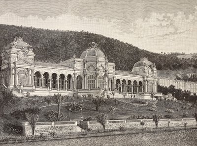Casino in Ospedaletti, Italy, Engraving from Drawing by Quinto Cenni by Quinto Cenni