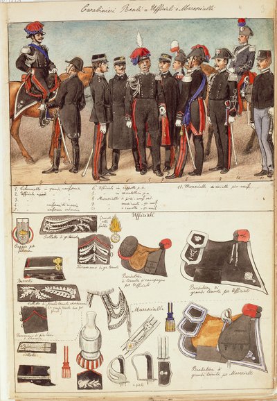 Uniforms of Royal Carabinieri, Officers and Non-Commissioned Officers of Kingdom of Italy, Color Plate by Quinto Cenni by Quinto Cenni