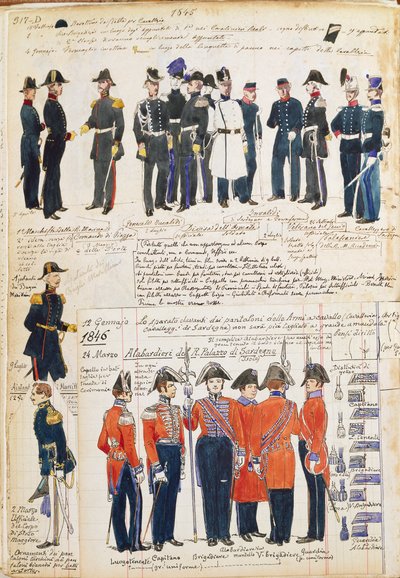 Uniforms of the Piedmontese Army from 1845-1846 by Quinto Cenni by Quinto Cenni