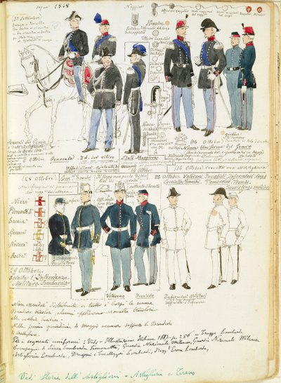 Uniforms of the Piedmontese army from 1848 by Quinto Cenni