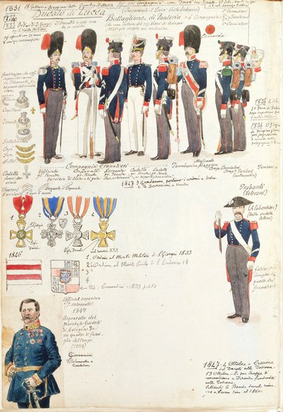 Various Uniforms of Duchy of Lucca by Quinto Cenni