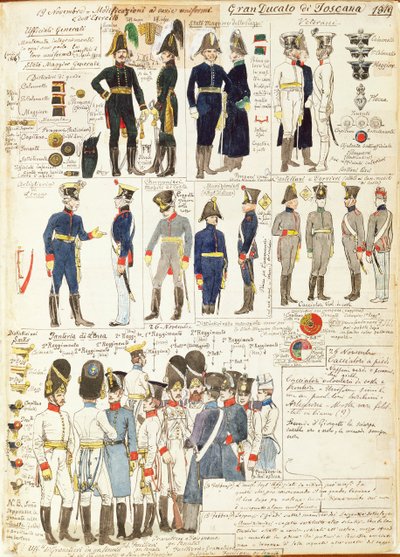 Various uniforms of Grand Duchy of Tuscany by Quinto Cenni