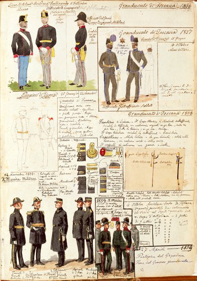 Various uniforms of Grand Duchy of Tuscany by Quinto Cenni