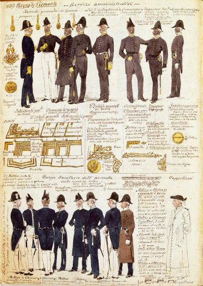 Various Uniforms of Kingdom of Sardinia by Quinto Cenni