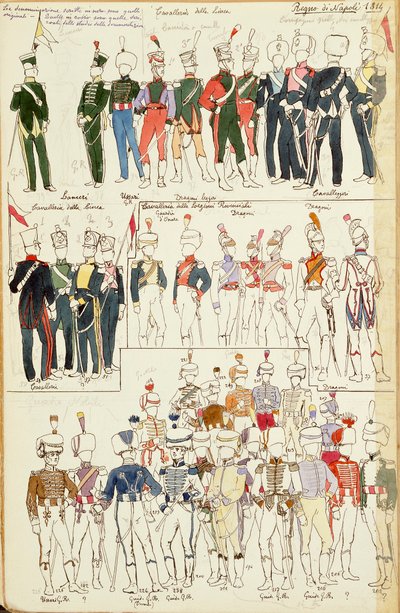 Various uniforms of the Kingdom of Naples from 1814 by Quinto Cenni