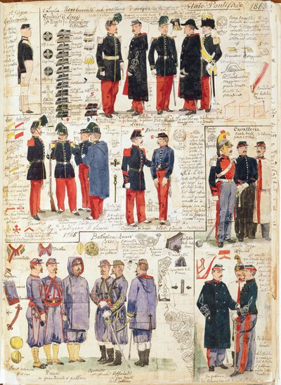 Various Uniforms of the Papal States from 1865 by Quinto Cenni