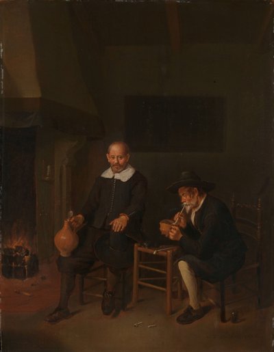 Interior with Two Men by the Fireside by Quiringh Gerritsz. van Brekelenkam