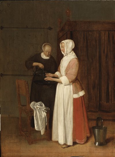 A Woman Washing her Hands, 1662 by Quiringh Van Brekelenkam