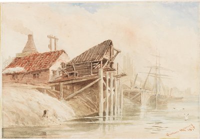 Old Coal Shipping Staithes near Wallsend by R. Sheriton Holmes
