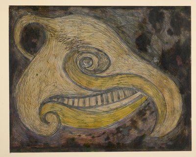 A zoomorphic head, combining suggestions of a sheep’s skull with a bony beak by Rabindranath Tagore