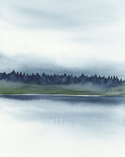 Misty Forest Lake by Rachel Elise