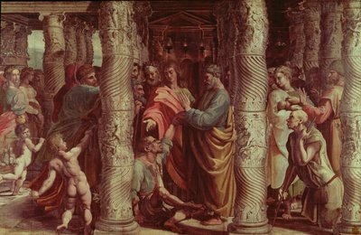 The Healing of the Lame Man (pre restoration) by Raffaello Sanzio Raphael