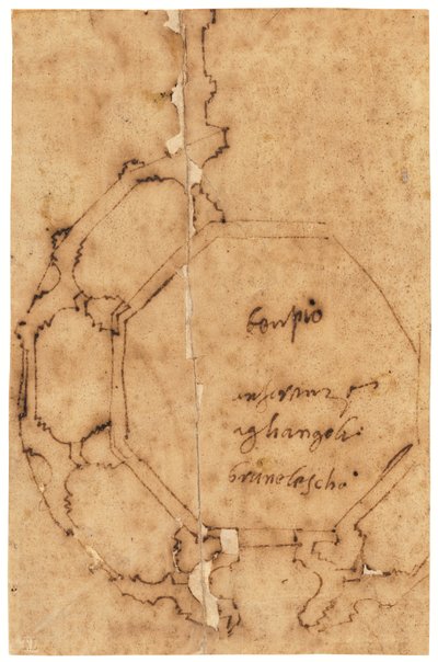 A Ground Plan of Santa Maria degli Angeli, Florence by Raffaello da Montelupo