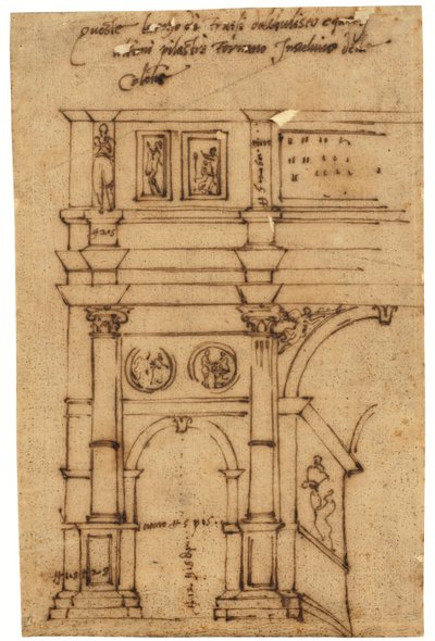 A partial elevation of the Arch of Constantine, Rome by Raffaello da Montelupo