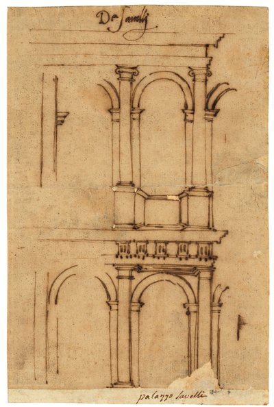 A sketch of the Theatre of Marcellus, Rome by Raffaello da Montelupo