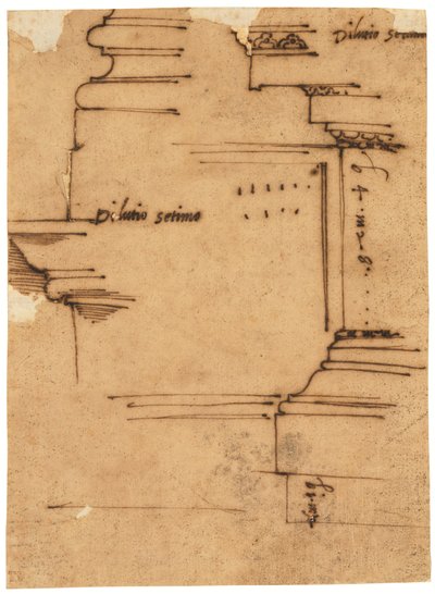 A Sketch of the Main Entablature of the Arch of Septimius Severus, Rome by Raffaello da Montelupo