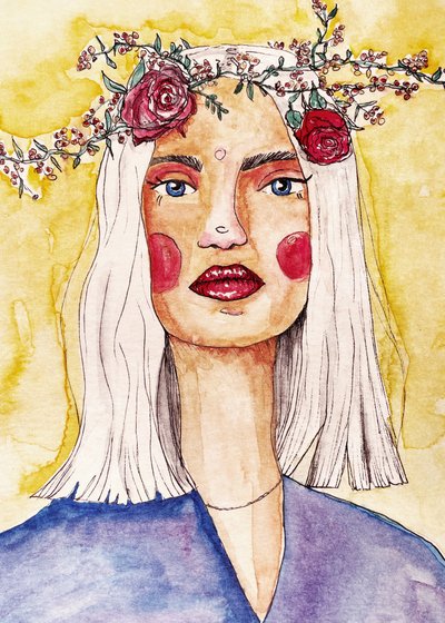 Lady with Flower Wreath by Raissa Oltmanns