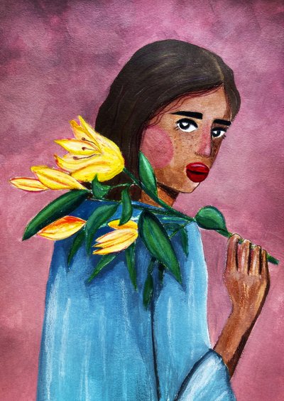 Woman With Lily by Raissa Oltmanns