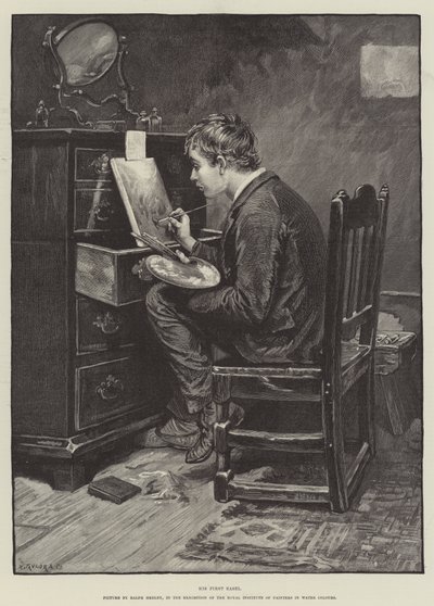 His First Easel by Ralph Hedley