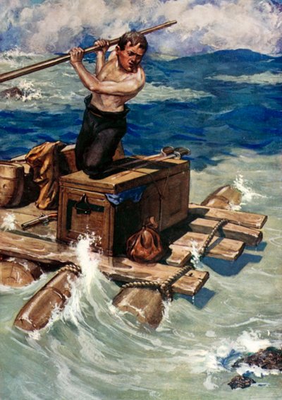Illustration for Robinson Crusoe by Daniel Defoe by Ralph Noel Pocock